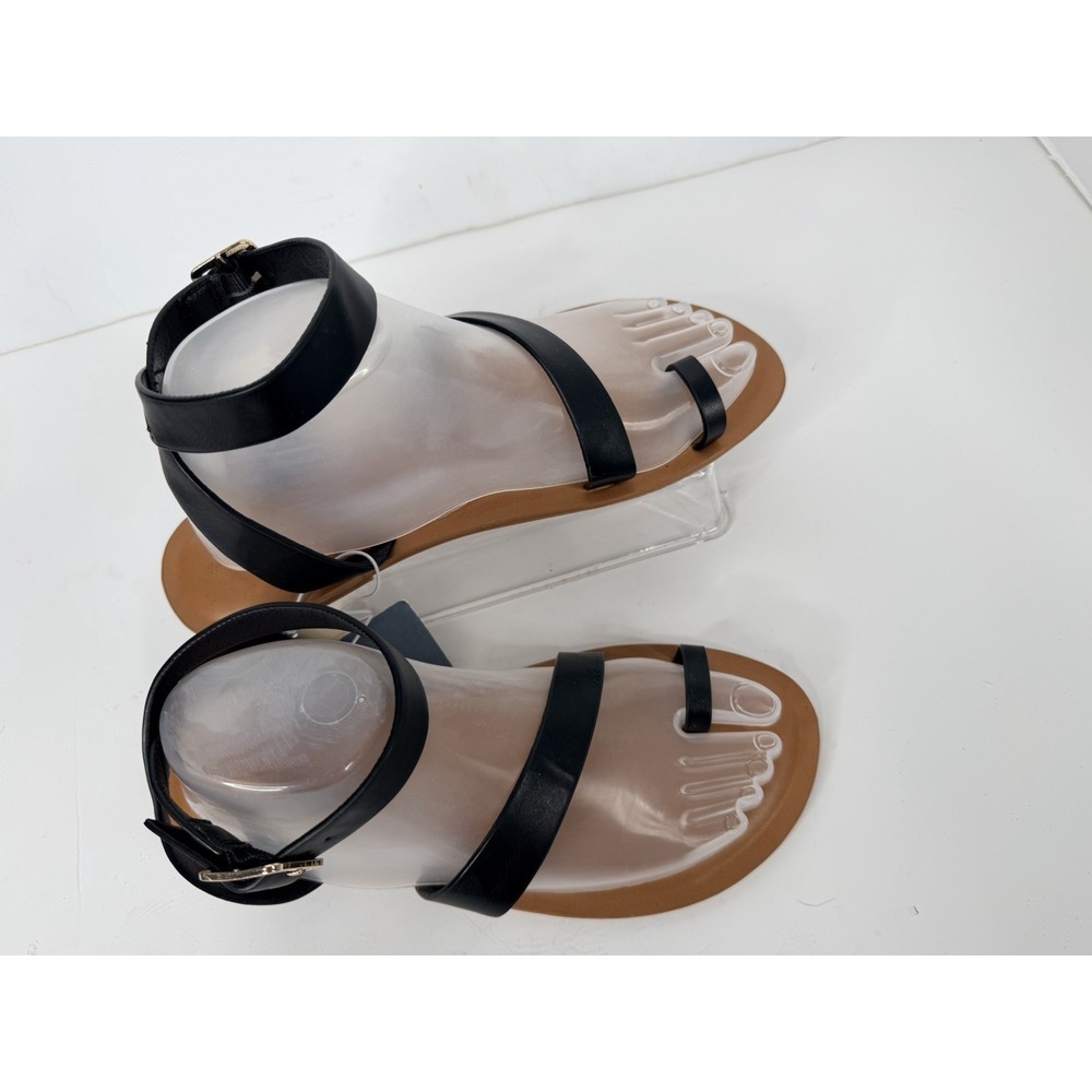 Universal Thread Black Flat Sandals Ankle Strap W… - image 6
